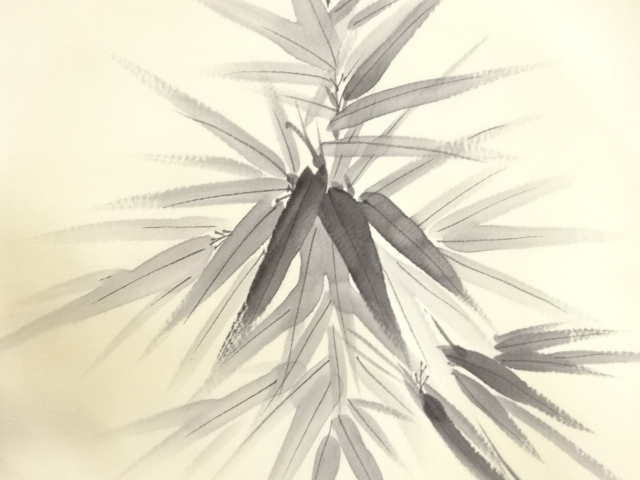 JAPANESE KIMONO / ANTIQUE NAGOYA OBI / SILK / BAMBOO GRASS / ARTIST WORK